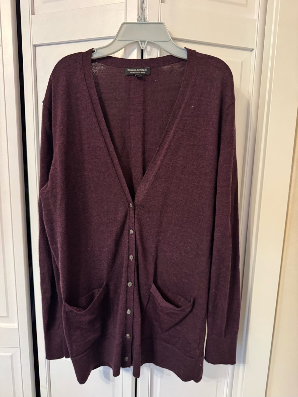 Banana Republic Women's Deep Plum Button-Front Cardigan